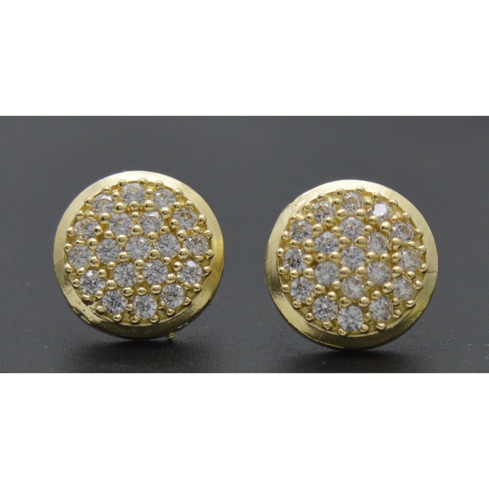 Real 10K Solid Yellow Gold 11mm CZ Halo Round Cut Stud Earrings 2.7gr Men-Women